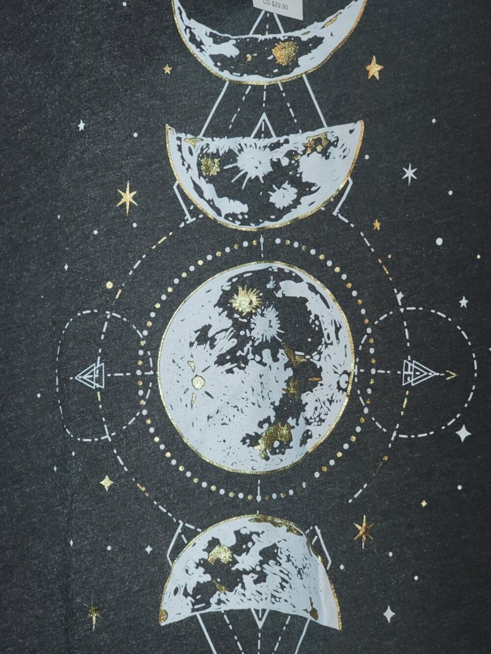 Maurices Plus Size Celestial Graphic Tank Top 2x Black Metallic Gold Moon Phase - Picture 2 of 8